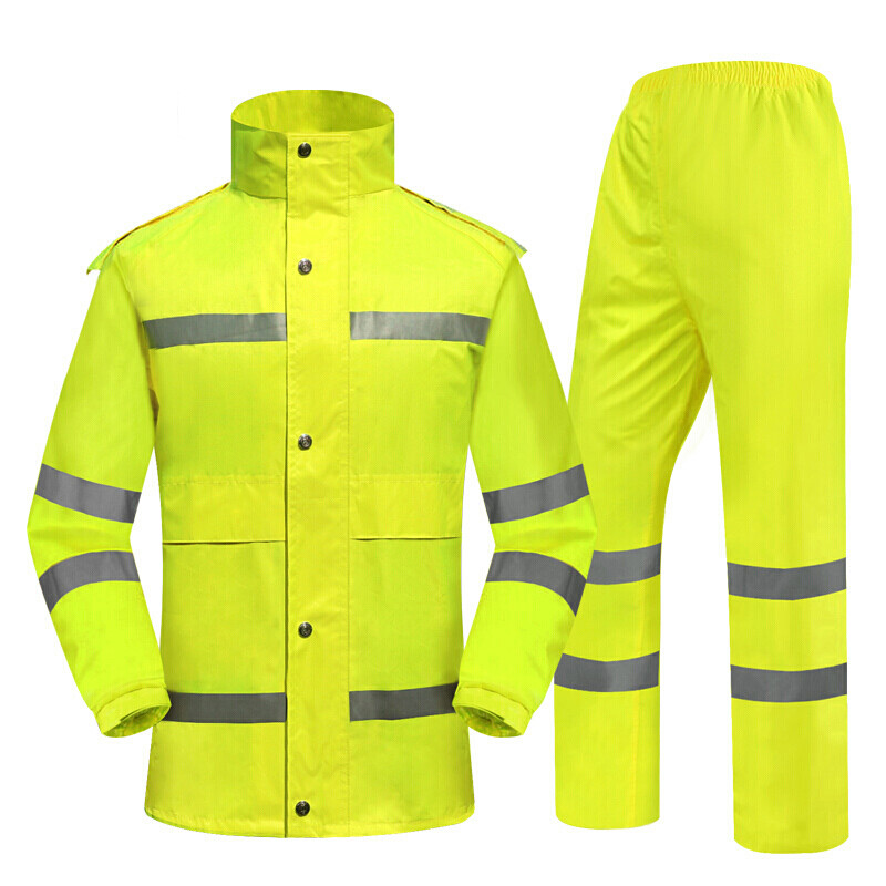 Fluorescent yellow reflective raincoat