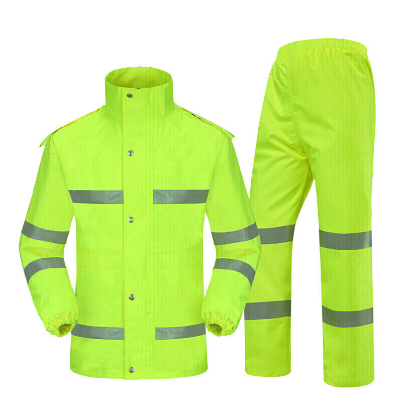 Fluorescent green reflective raincoat