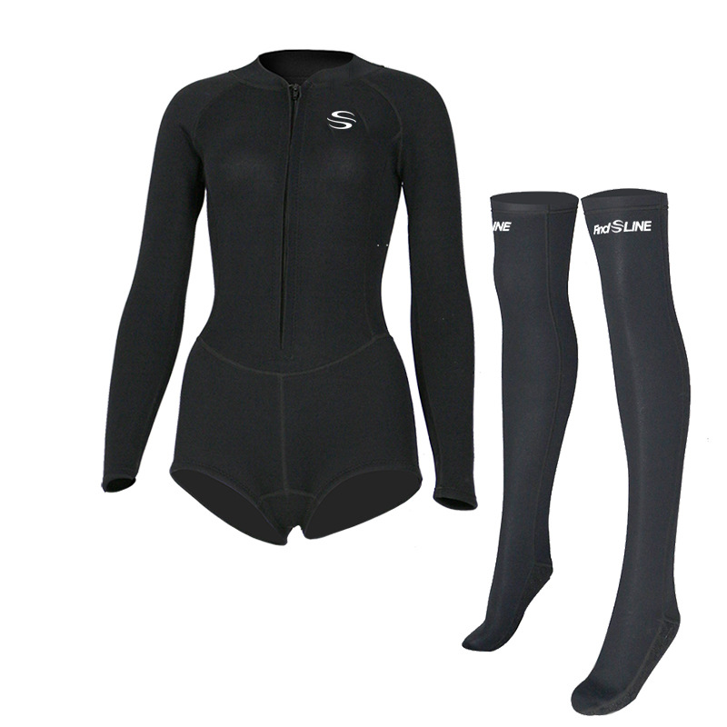 2mm Women's one-piece wetsuit with diving socks