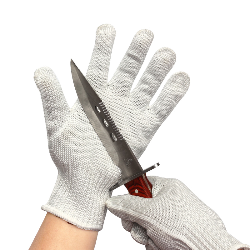 White cut-resistant gloves