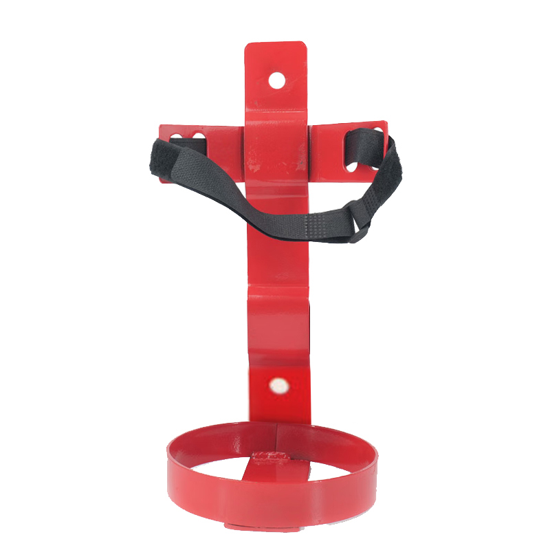 Fire extinguisher strapping bracket